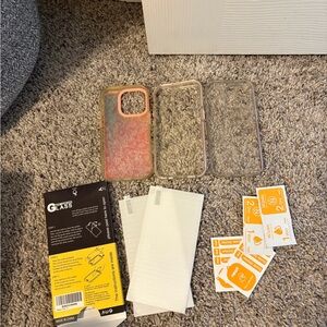 Transparent and Pink Phone Case with Screen Protector